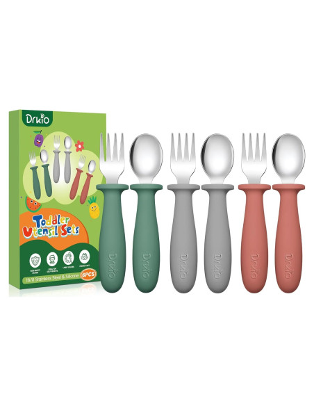 Set de Utensilios para Niños DRKIO 6 Piezas Acero Inoxidable Set de Utensilios para Niños DRKIO 6 Piezas Acero Inoxidable