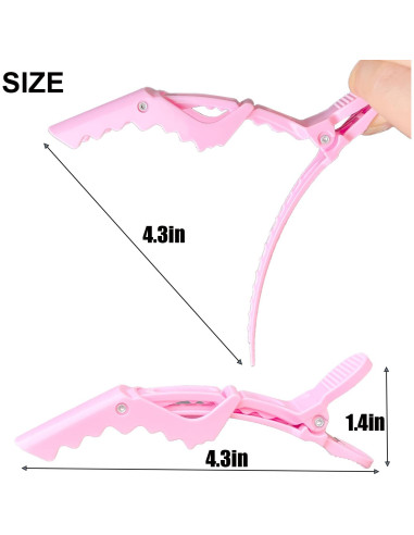 30 Clips de Pelo Cocodrilo Rabetly Rosa para Estilismo