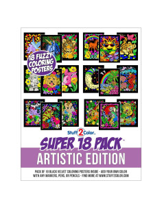 Pack de 18 Pósters de Colorear Terciopelo Difuso Stuff2Color