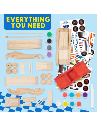 Klever Kits - Kit de Manualidades de Autos de Carreras de Madera
