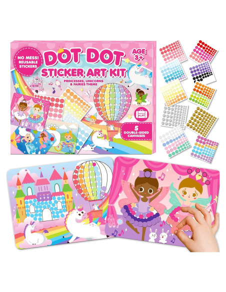 Kit de Arte con Stickers de Puntos Insnug - Unicornios y Princesas Kit de Arte con Stickers de Puntos Insnug - Unicornios y Princesas