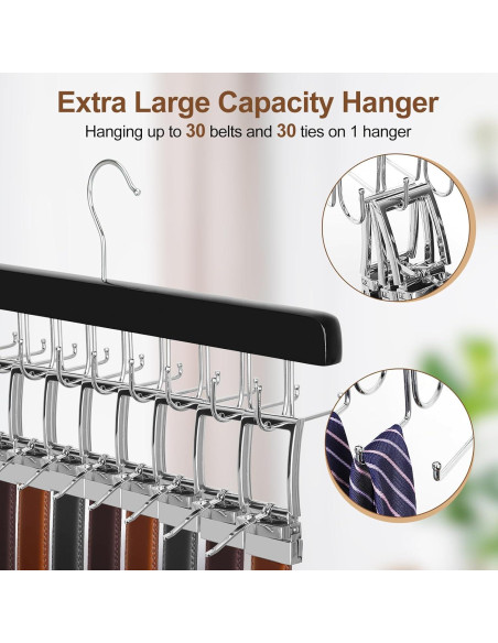 Perchero 2 en 1 TOPIA HANGER para Cinturones y Corbatas - Madera Negra Perchero 2 en 1 TOPIA HANGER para Cinturones y Corbatas - Madera Negra