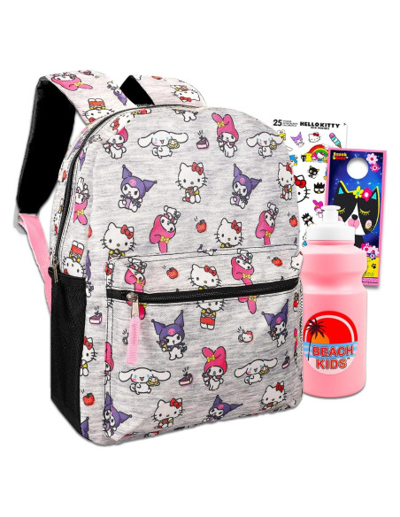 Mochila Escolar Hello Kitty 16" con Stickers y Botella de Agua Mochila Escolar Hello Kitty 16" con Stickers y Botella de Agua