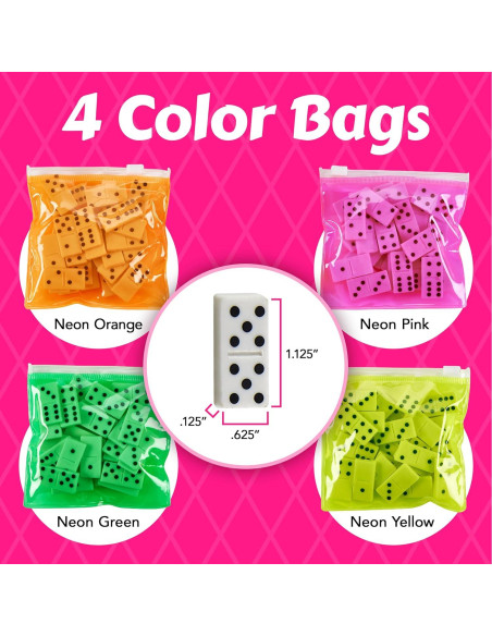 Juego de Dominós Neón Playbees - 28 Piezas en 4 Bolsas Juego de Dominós Neón Playbees - 28 Piezas en 4 Bolsas