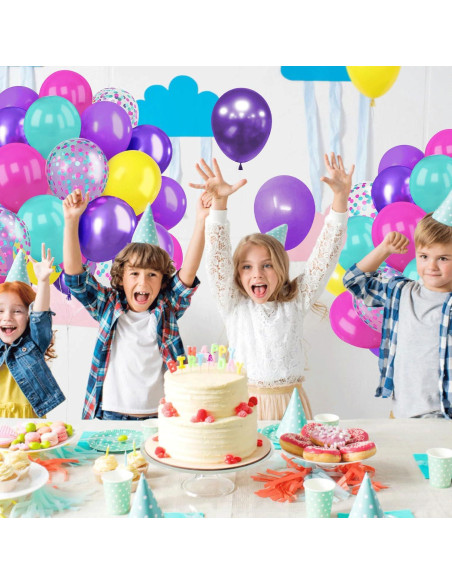 Globos de Fiesta Vanjehou 50 Pcs 30 cm Rosa Azul Púrpura Globos de Fiesta Vanjehou 50 Pcs 30 cm Rosa Azul Púrpura