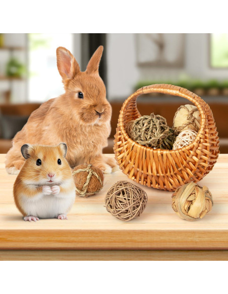 Juguetes para Conejos Sofier 8 Pcs Bolas de Hierba Naturales Juguetes para Conejos Sofier 8 Pcs Bolas de Hierba Naturales