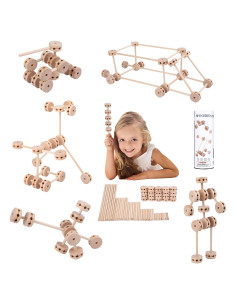 Bloques de Construcción de Madera QIJIAN 60 Pcs Juguete Educativo