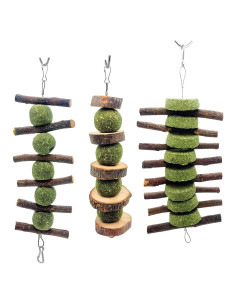Juguetes de Masticar para Conejos MYYZMY - 3 Pcs de Madera Natural