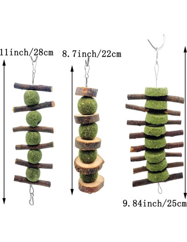 Juguetes de Masticar para Conejos MYYZMY - 3 Pcs de Madera Natural