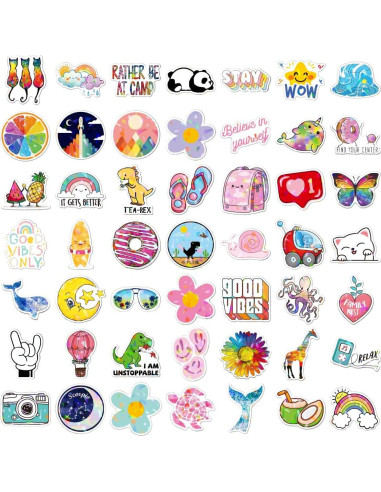 100 Stickers Holográficos de Animales QIUYUEMIN - Vinilo Impermeable