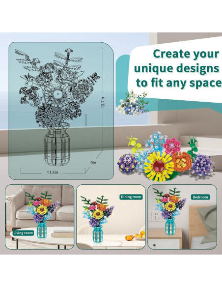 Juego de Bloques de Construcción de Flores AKWME con Jarrón Juego de Bloques de Construcción de Flores AKWME con Jarrón