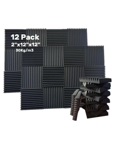 Paquete de 12 Paneles Acústicos YXIJZLG 30.48x30.48cm Negro