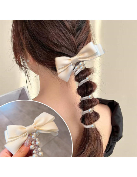 3 Lazos Trenzados de Caucho Hsheng para Cabello - Negro, Blanco, Plata 3 Lazos Trenzados de Caucho Hsheng para Cabello - Negro, Blanco, Plata