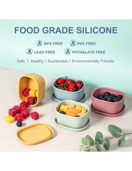 4 Contenedores de Snack de Silicona AOEDEO 198g para Niños 4 Contenedores de Snack de Silicona AOEDEO 198g para Niños