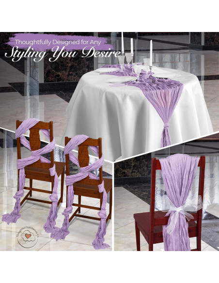 Paquete de 6 Caminos de Mesa de Gasa Lavanda 90x300 cm Paquete de 6 Caminos de Mesa de Gasa Lavanda 90x300 cm