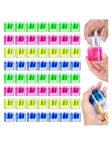 Paquete de 60 Sacapuntas Manuales OCHIDO Doble Orificio