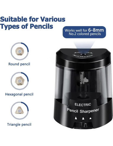 Sacapuntas Eléctrico Zankocat USB Automático Negro 3 Modos