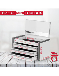 Caja de Herramientas Mini P.I.T. Blanca 3 Cajones Acero 2