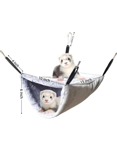 Hamaca de Felpa Suave Mengxi para Hurones y Ratas Mediana Gris