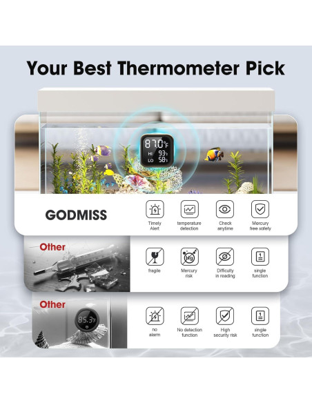 Termómetro Digital Acuático GODMISS - Alarma Temperatura 19-757L Termómetro Digital Acuático GODMISS - Alarma Temperatura 19-757L