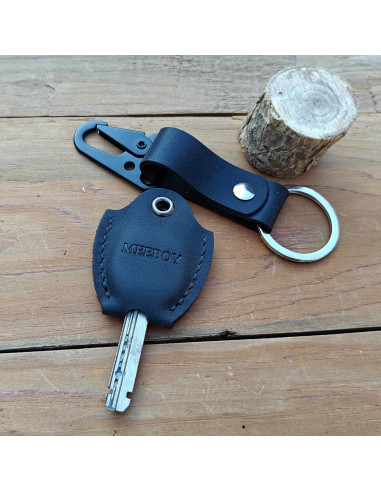 Tapas de Llave de Casa de Cuero Genuino Meeboy Negro Pequeño