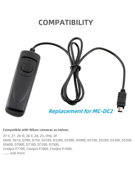 Cable de liberación del obturador Keabroir SRC-NMCDC2 90 cm para Nikon Cable de liberación del obturador Keabroir SRC-NMCDC2 90 cm para Nikon
