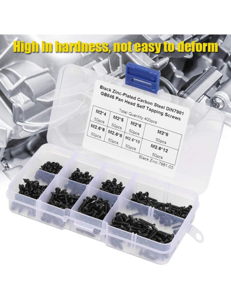 Kit de Tornillos Autorroscantes Yanmis 400 Piezas M2/M2.6 Kit de Tornillos Autorroscantes Yanmis 400 Piezas M2/M2.6