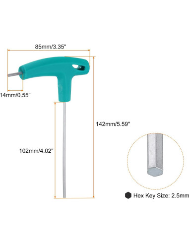 Llave Hexagonal T-Handle Harfington 2.5mm CR-V para Automóviles