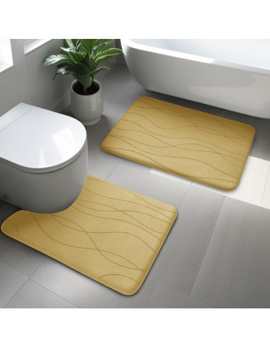 Conjunto de Alfombrillas de Baño YIHOUSE 2 Piezas Beige