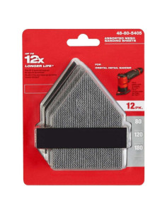 Hojas de Lija Milwaukee 48-80-5405 80/120/180 Granos 12 PK
