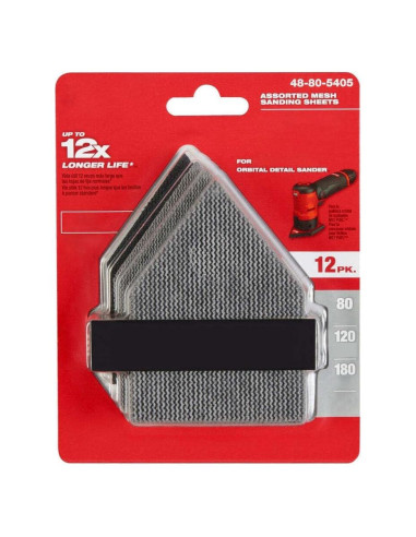 Hojas de Lija Milwaukee 48-80-5405 80/120/180 Granos 12 PK