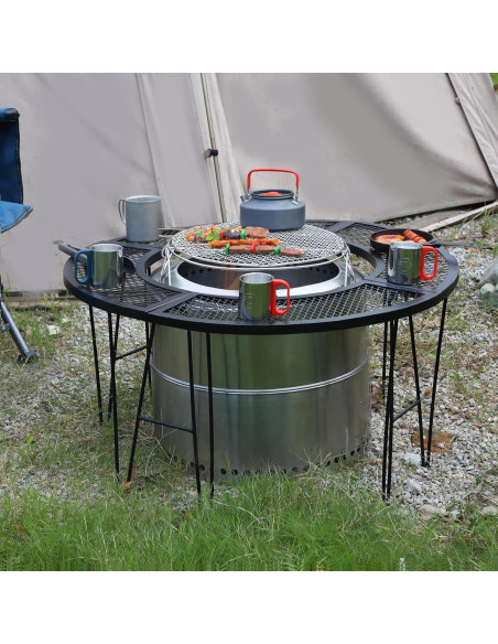 Mesa de Fuego Plegable Lineslife 89cm Redonda Hierro Sin Humo Mesa de Fuego Plegable Lineslife 89cm Redonda Hierro Sin Humo
