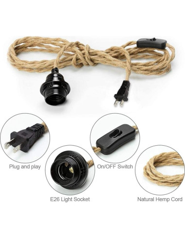 Cordón de Luz Colgante Industrial SHIWEIDA 4.57m con Enchufe