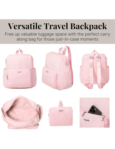 Mochila de viaje plegable Baggallini Nylon Rosa 34.93x28.58 cm