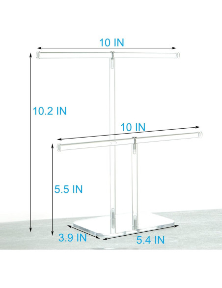 Soporte de Joyería Acrílico Transparente 2 Niveles Lengnoyp Soporte de Joyería Acrílico Transparente 2 Niveles Lengnoyp
