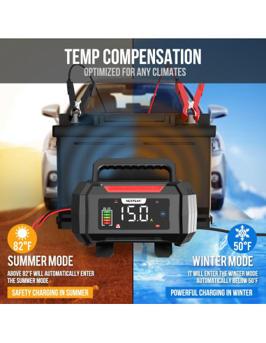 Cargador de Batería NEXPEAK 15A 12V/24V Inteligente 9 Etapas