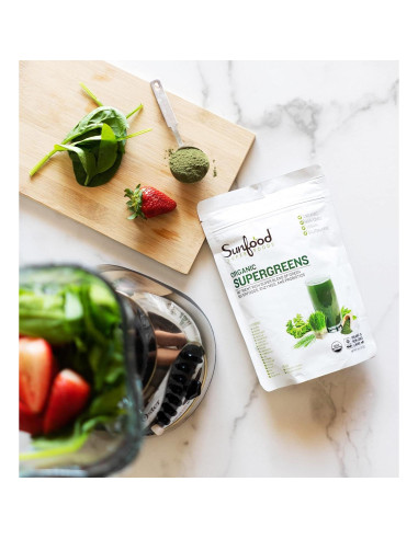 Polvo de Superalimentos Verdes Sunfood 227 g - Salud Digestiva