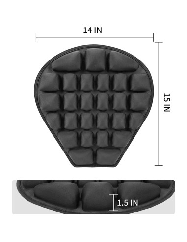Funda Inflable Cojín de Asiento Motocicleta JFT Negro 36x37cm