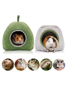 Cama para Cobayas YUEPET 2 Piezas - Refugio Lavable Verde y Gris