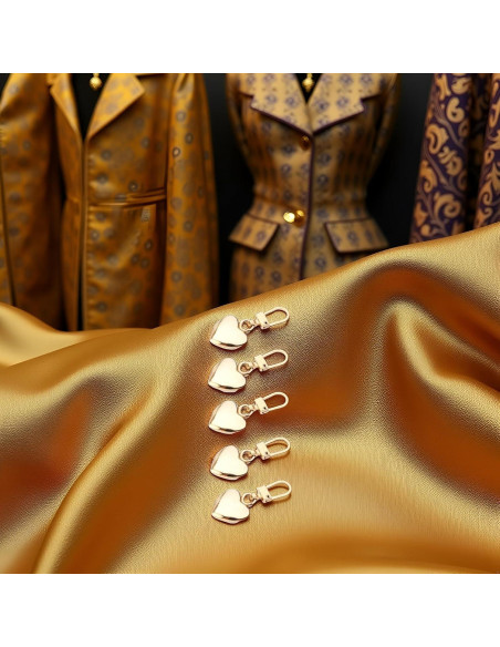 5 Tiradores de Cremallera Corazón Dorado Jowxsx para Ropa 5 Tiradores de Cremallera Corazón Dorado Jowxsx para Ropa