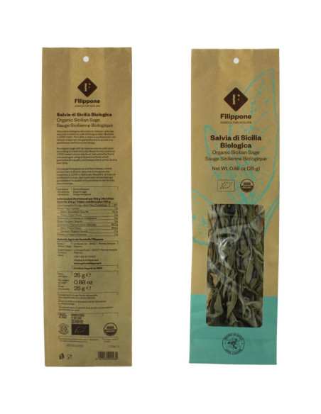 Salvia Seca Orgánica Filippone 25 g - Aromaterapia y Cocina Salvia Seca Orgánica Filippone 25 g - Aromaterapia y Cocina