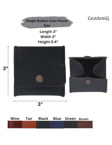 Monedero de Cuero Genuino CestAntiQ Squeeze Negro Compacto