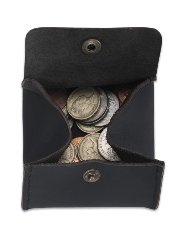 Monedero de Cuero Genuino CestAntiQ Squeeze Negro Compacto