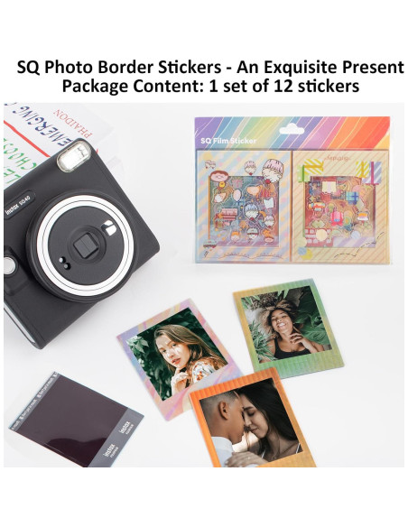 12 Stickers de Borde Arcoíris HIYQIN para Fujifilm Instax SQ 12 Stickers de Borde Arcoíris HIYQIN para Fujifilm Instax SQ