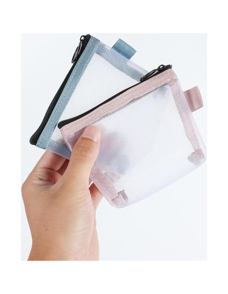 5 Piezas Monederos de Malla Nylon Transparente Organizador 5 Piezas Monederos de Malla Nylon Transparente Organizador