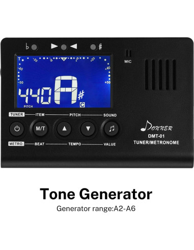 Afinador Metrónomo Digital Donner DMT-01 para Guitarra y Viento