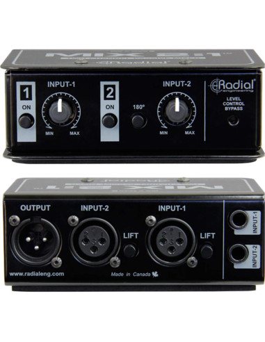 Mezclador Pasivo Mono Radial R8001036 2 Canales con Cable XLR 6.1m