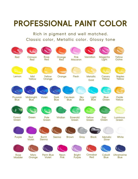 Juego de Pintura Acrílica Yeeart 50 Colores 60ml con Pinceles Juego de Pintura Acrílica Yeeart 50 Colores 60ml con Pinceles