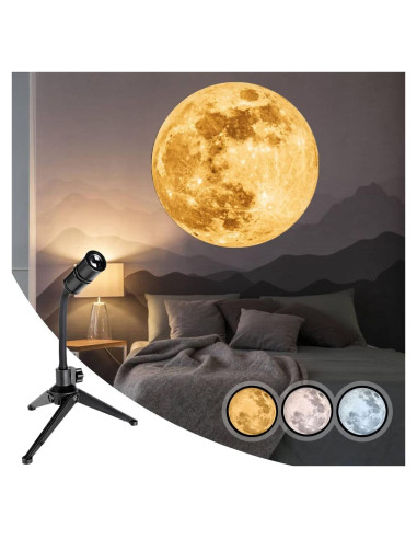 Proyector de Luz Nocturna BODLYL Lámpara de Luna USB 3 Colores
