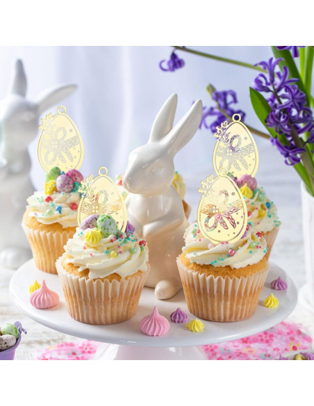 Toppers de Cupcake URROMA Pascua 30pcs Decoración Huevo Acrílico Toppers de Cupcake URROMA Pascua 30pcs Decoración Huevo Acrílico